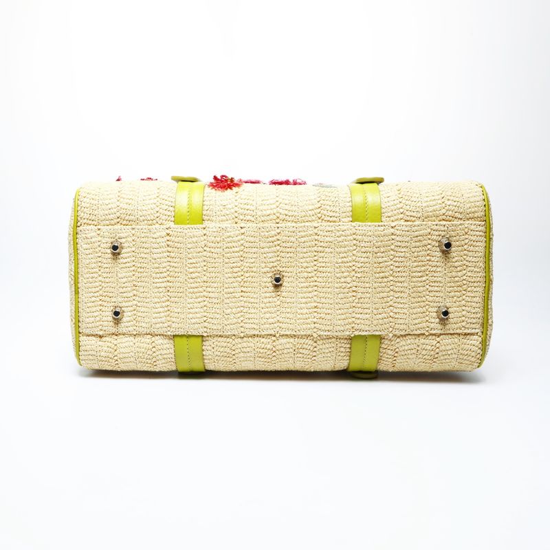 Dior Handbag Raffia Basket Bag Boston Flower Galiano Era