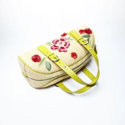 Dior Handbag Raffia Basket Bag Boston Flower Galiano Era
