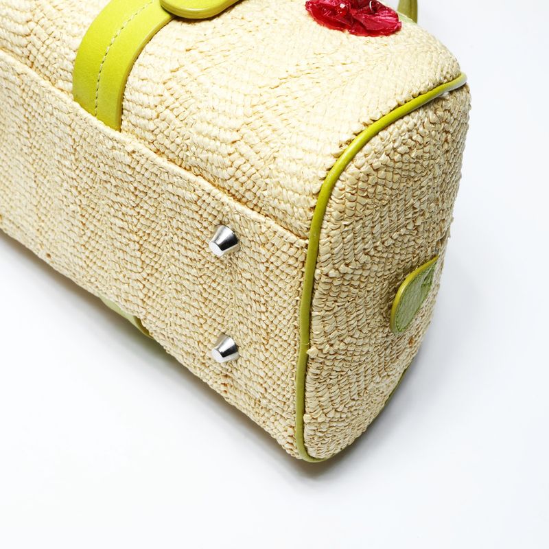 Dior Handbag Raffia Basket Bag Boston Flower Galiano Era