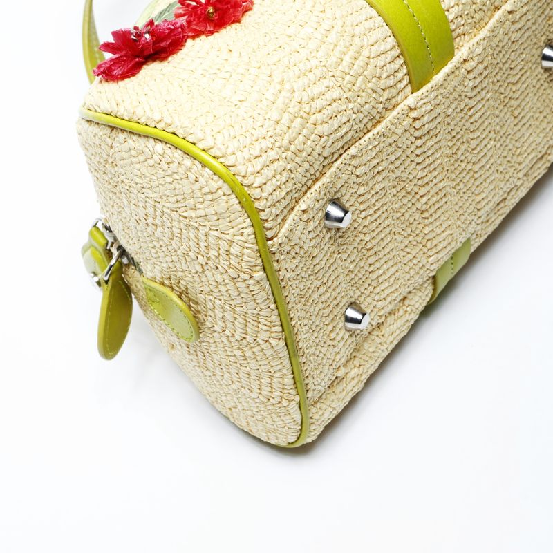 Dior Handbag Raffia Basket Bag Boston Flower Galiano Era