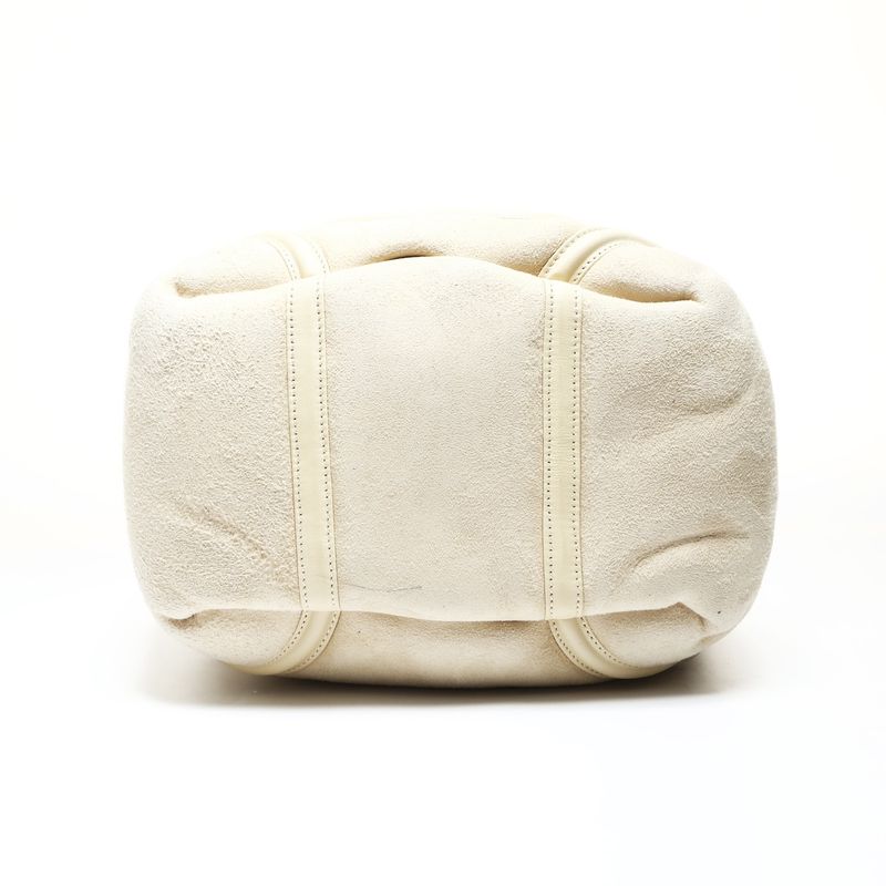 Chanel Handbag Ivory Mouton Suede CC Logo