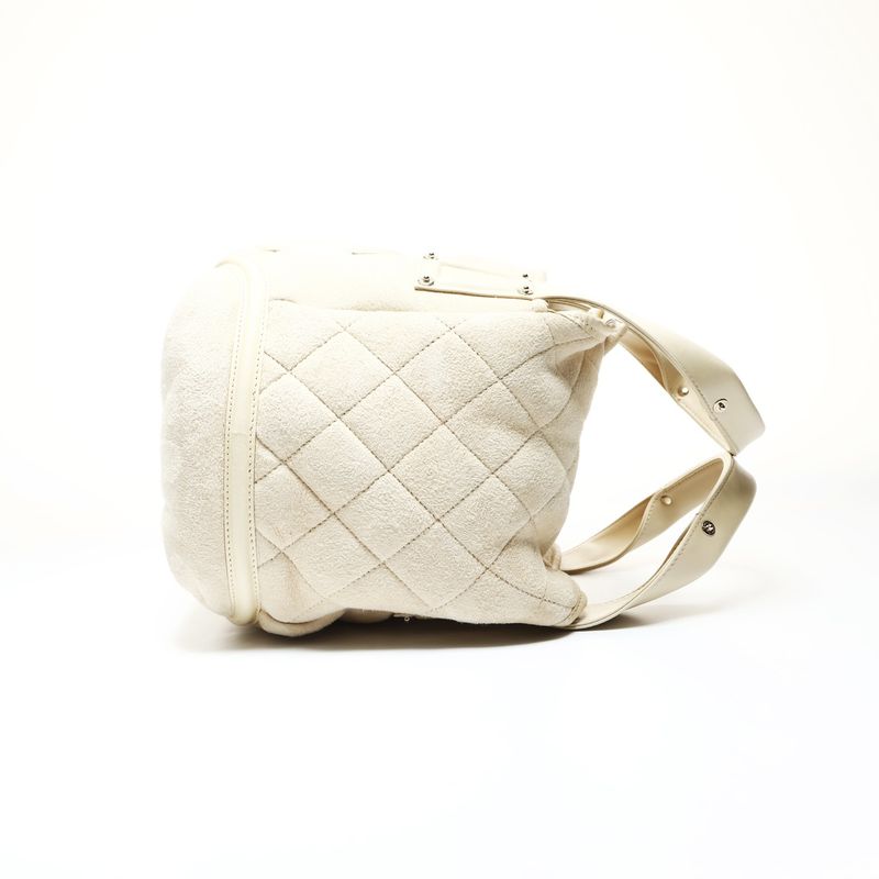 Chanel Handbag Ivory Mouton Suede CC Logo