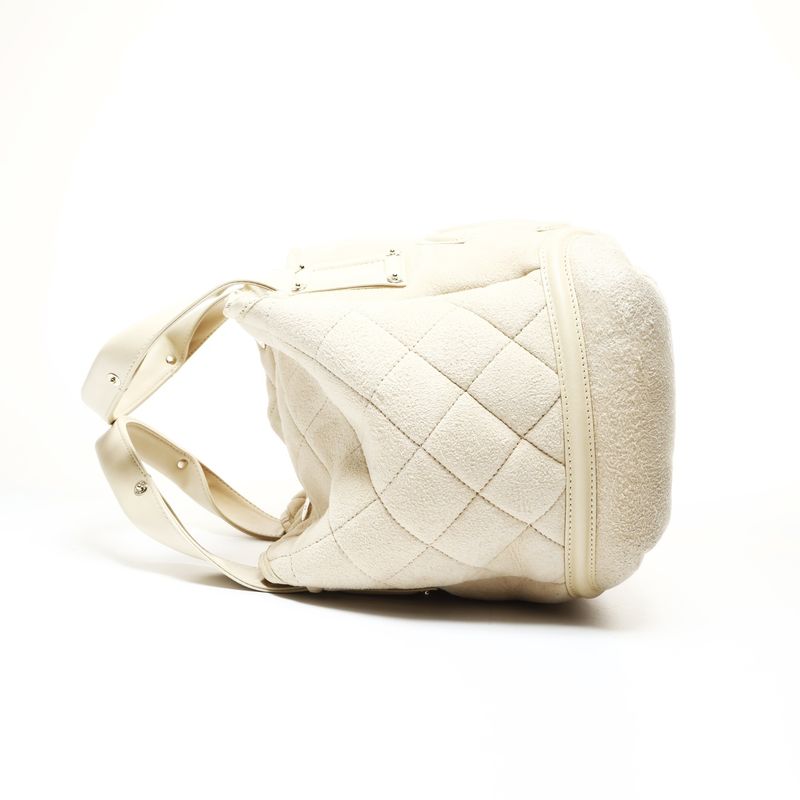 Chanel Handbag Ivory Mouton Suede CC Logo