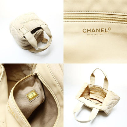 Chanel Handbag Ivory Mouton Suede CC Logo
