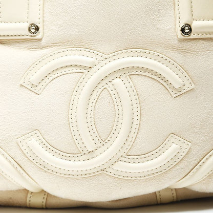 Chanel Handbag Ivory Mouton Suede CC Logo