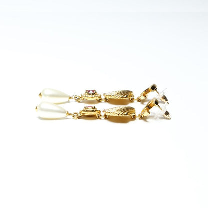 Chanel Earrings Shell Pearl Rhinestone Drop