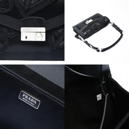 Prada Shoulder Bag Satin Bead Embroidery Sound Braid
