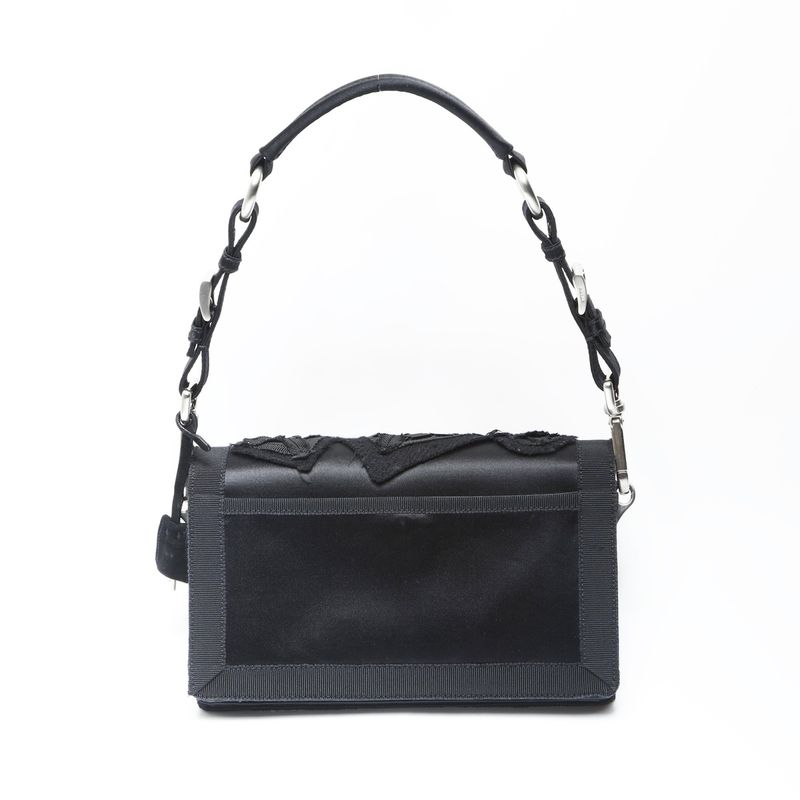 Prada Shoulder Bag Satin Bead Embroidery Sound Braid