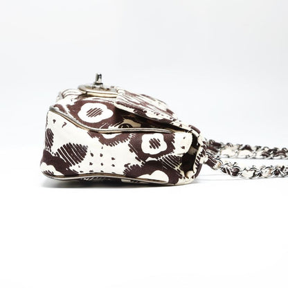 Chanel Shoulder Bag Canvas Camellia Flap Chain Beige Brown