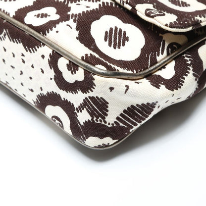 Chanel Shoulder Bag Canvas Camellia Flap Chain Beige Brown