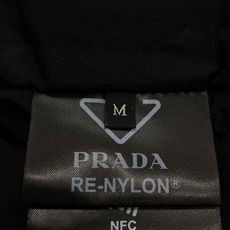 Prada Re-Nylon Triangle Logo Padded Nylon Jacket M Black