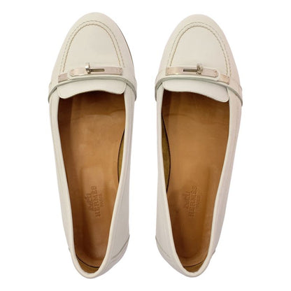 Hermes Kelly Leather Loafer 37 White