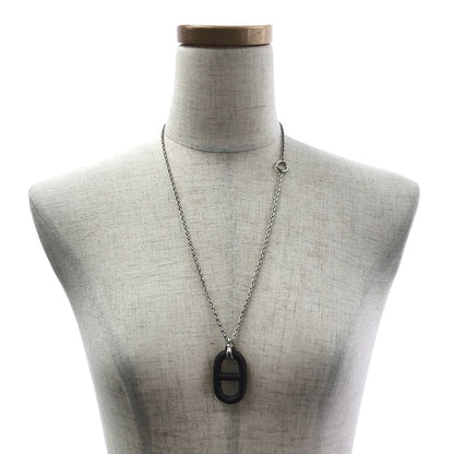Hermes Chaine D'ancre Vulcanium Necklace Dark Brown Silver