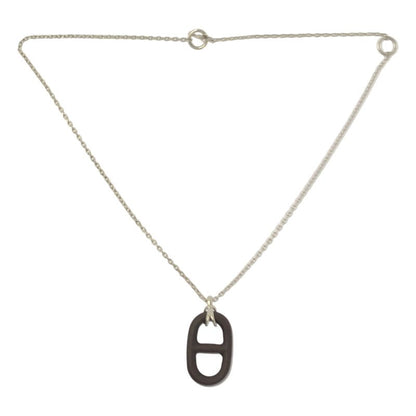 Hermes Chaine D'ancre Vulcanium Necklace Dark Brown Silver
