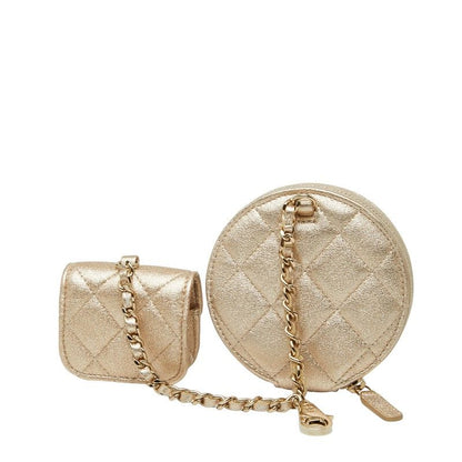 Chanel CC Logo Quilted Coin Case Airpods Case Earrings Gift Gold