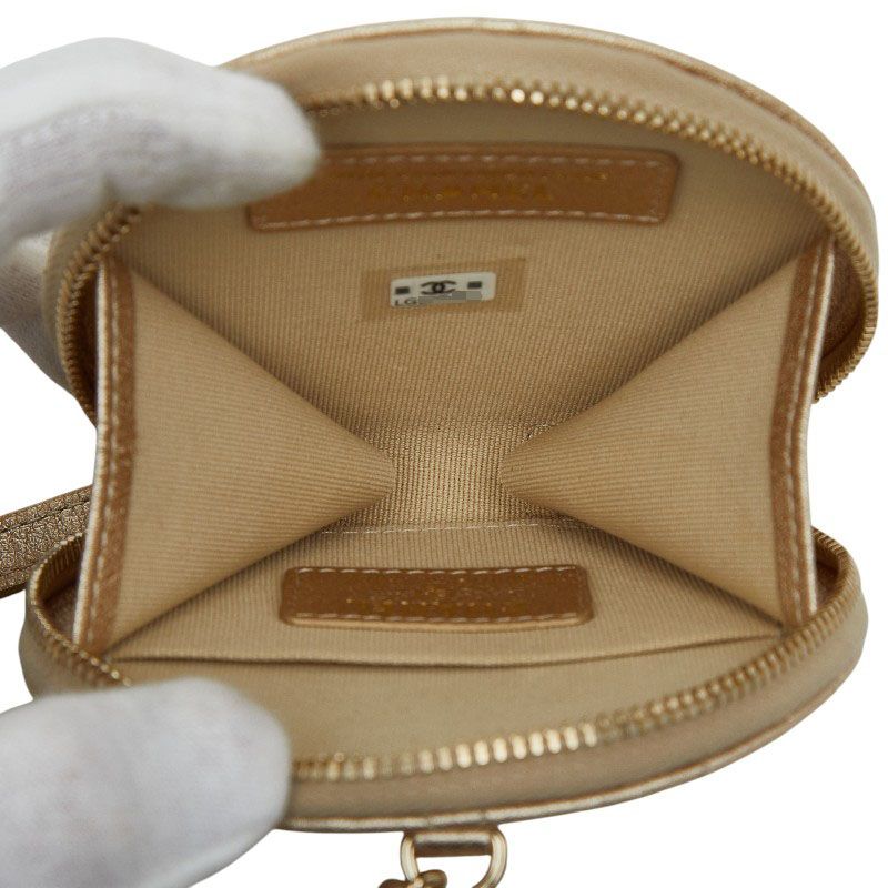 Chanel CC Logo Quilted Coin Case Airpods Case Earrings Gift Gold