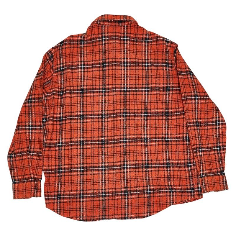 Celine Hedi Slimane Check Long Sleeve Flannel Shirt 39 Orange Cotton