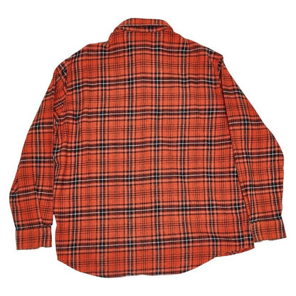 Celine Hedi Slimane Check Long Sleeve Flannel Shirt 39 Orange Cotton