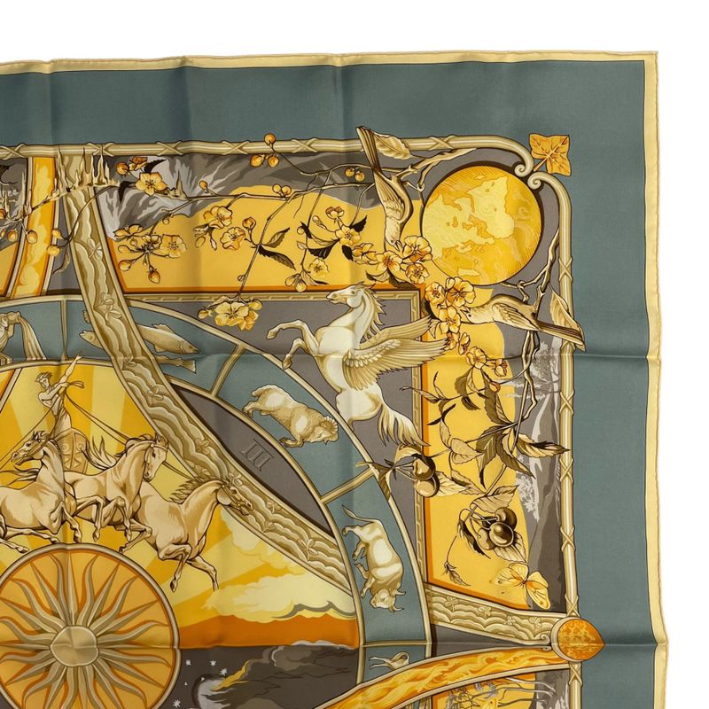 Hermes Carre 90 Scarf 100% Silk Rythmes du Monde Rhythms of the World Multicolor