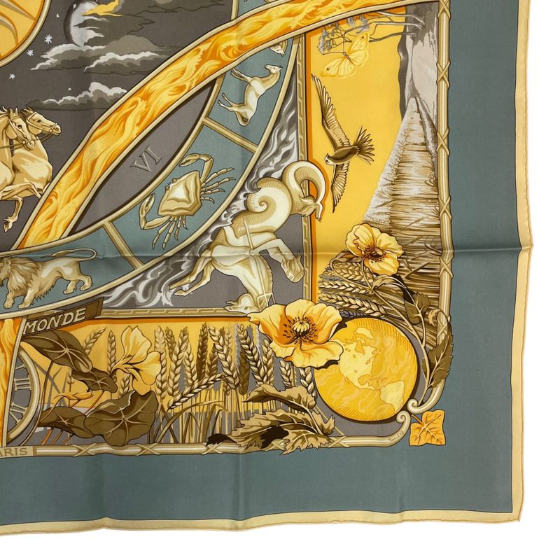 Hermes Carre 90 Scarf 100% Silk Rythmes du Monde Rhythms of the World Multicolor