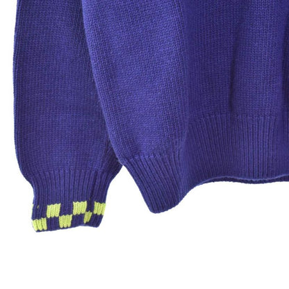 Louis Vuitton Damier V-neck Knit Sweater Cashmere Blend L Blue