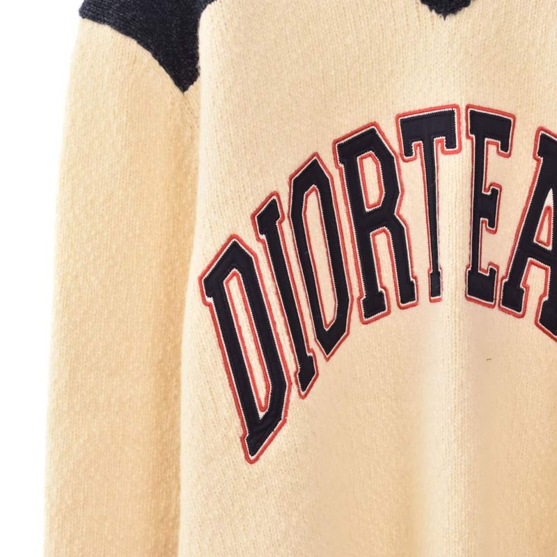 Dior Christian Denim Tears Front Logo Knit Sweater XL Ivory