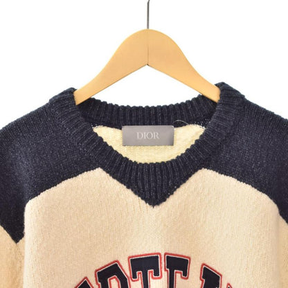 Dior Christian Denim Tears Front Logo Knit Sweater XL Ivory