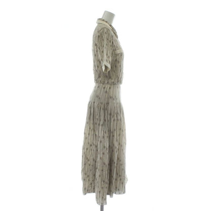 Celine Dress Shirt Silk Short Sleeve Long Triomphe Chain Pattern All Over