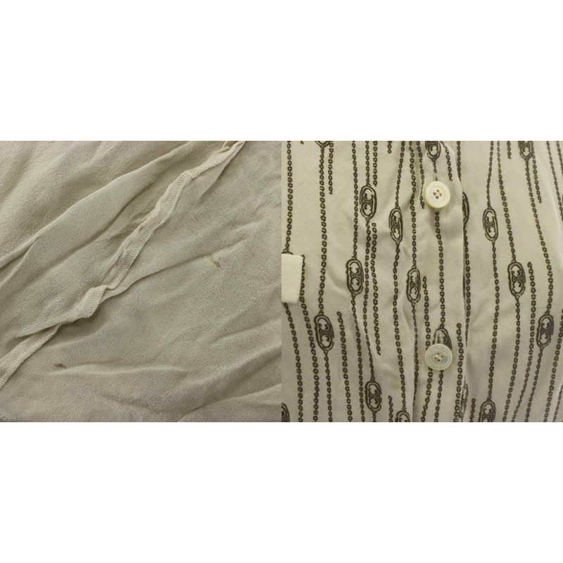 Celine Dress Shirt Silk Short Sleeve Long Triomphe Chain Pattern All Over