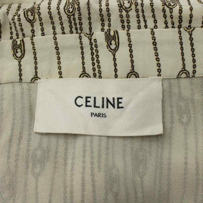 Celine Dress Shirt Silk Short Sleeve Long Triomphe Chain Pattern All Over