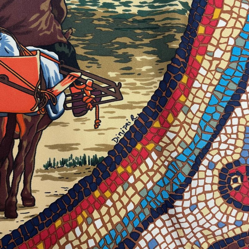 Hermes Carre 90 Under the Himalayan Cedar Sous le Cedre Silk Scarf Beige Box