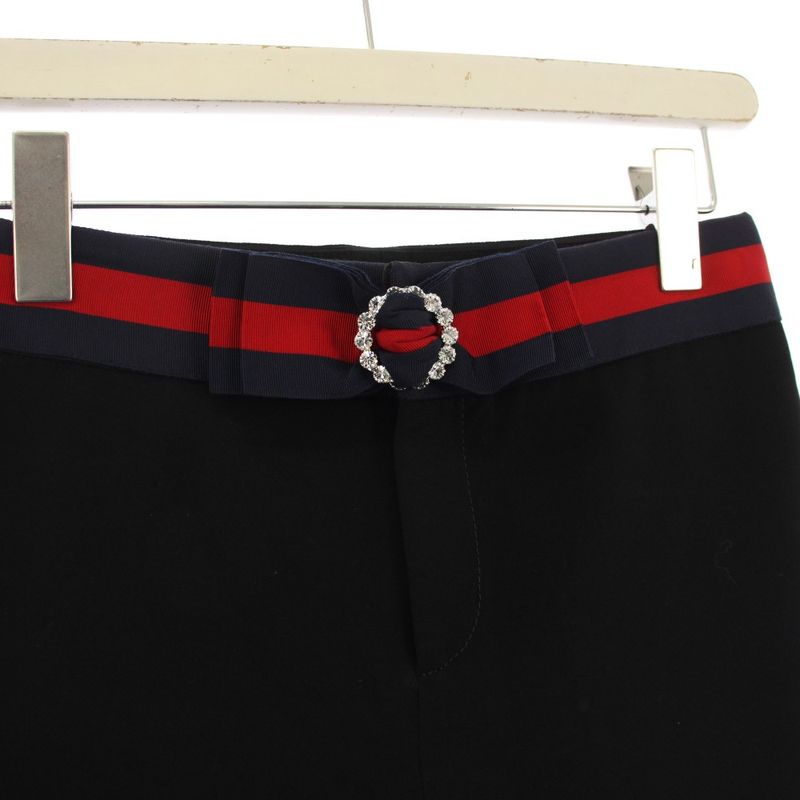 Gucci Skinny Pants Sherry Line Ribbon Black KH