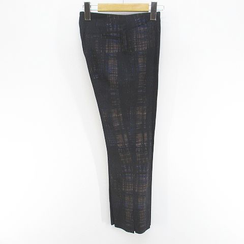Prada Plaid Ankle Length Tapered Pants Zip Fly Black
