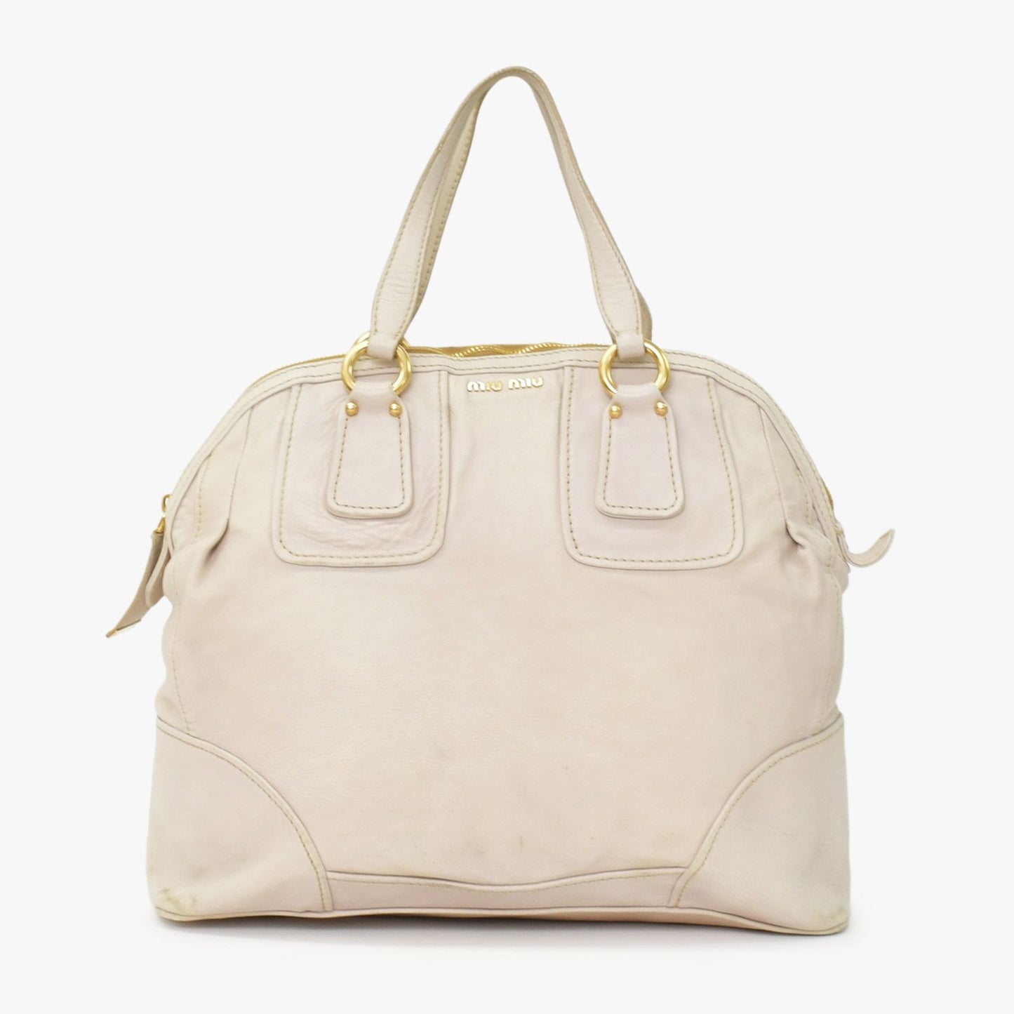 Miu Miu Vintage Handbag Beige Brown Leather Gold