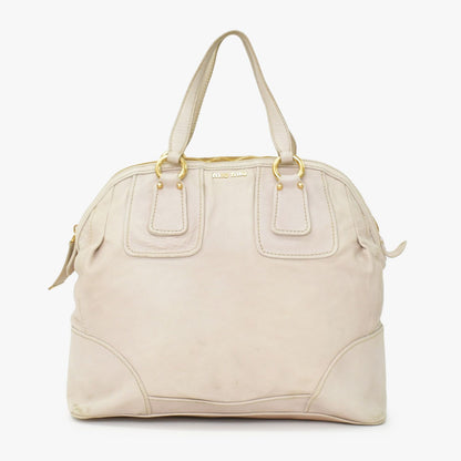 Miu Miu Vintage Handbag Beige Brown Leather Gold