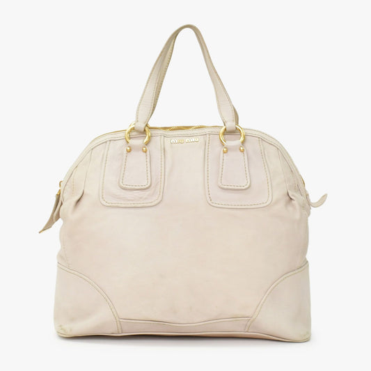 Miu Miu Vintage Handbag Beige Brown Leather Gold
