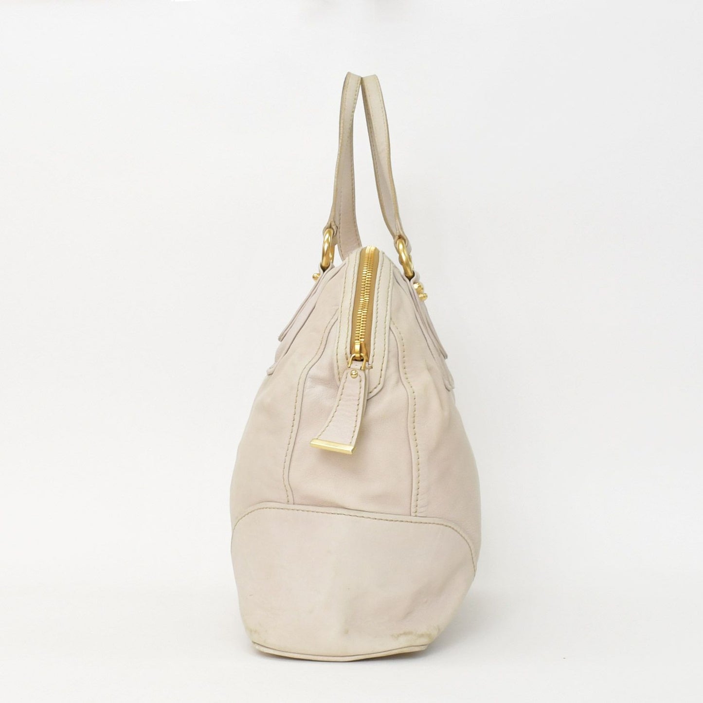 Miu Miu Vintage Handbag Beige Brown Leather Gold — view 2