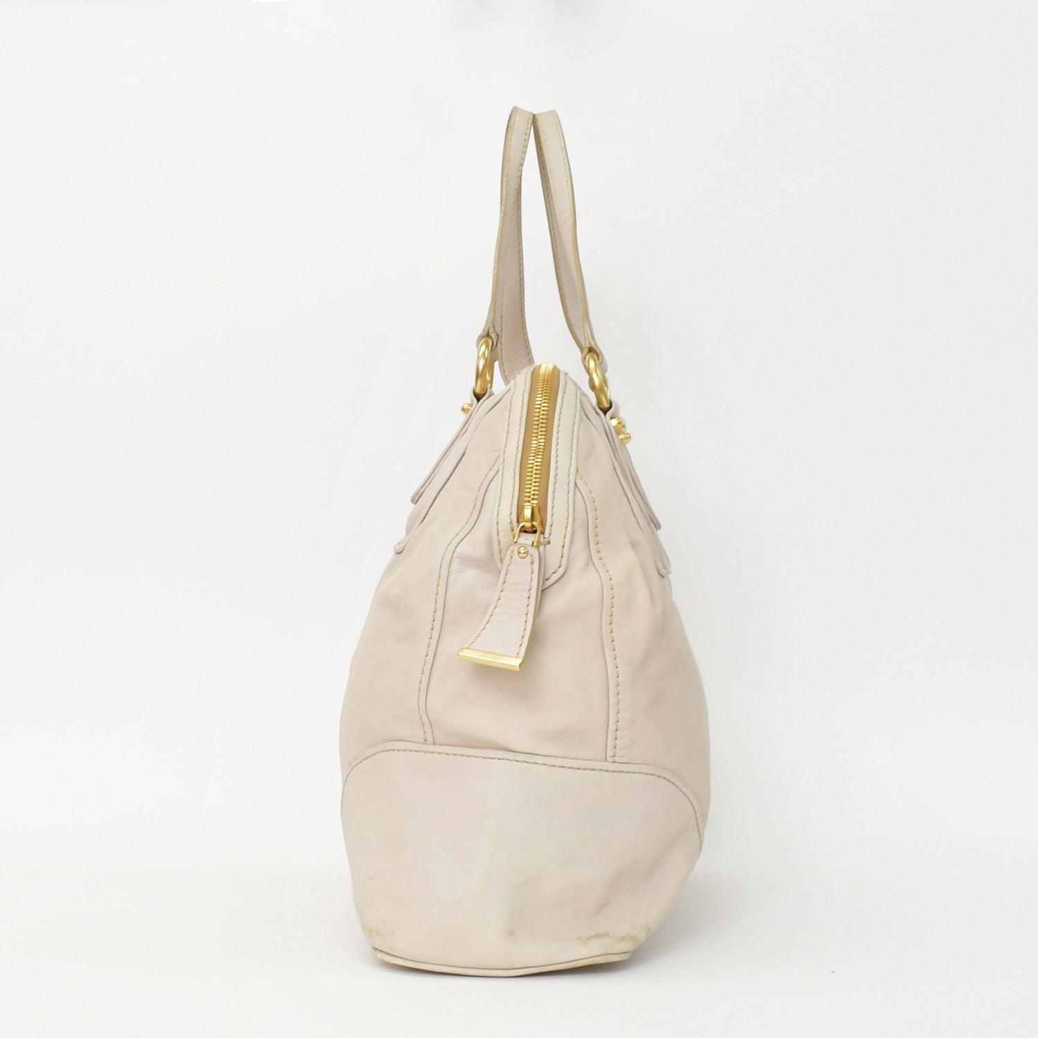Miu Miu Vintage Handbag Beige Brown Leather Gold — view 2