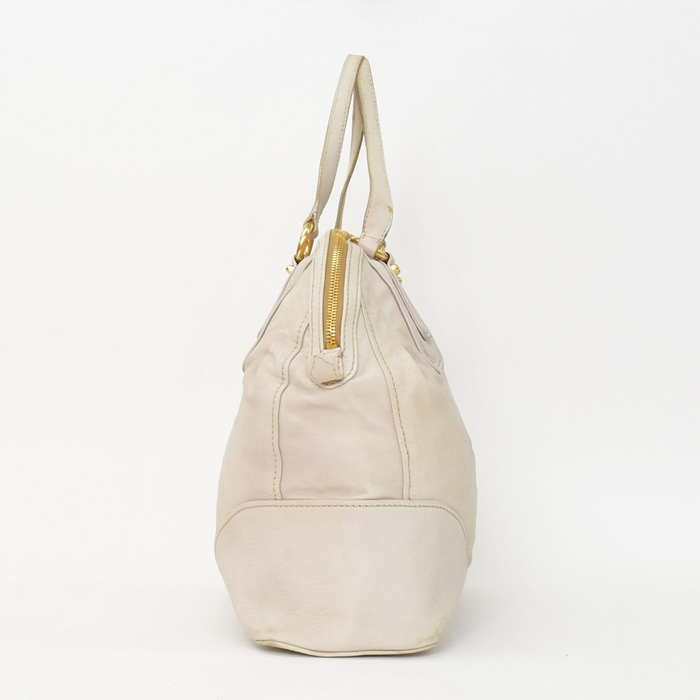 Miu Miu Vintage Handbag Beige Brown Leather Gold — view 4