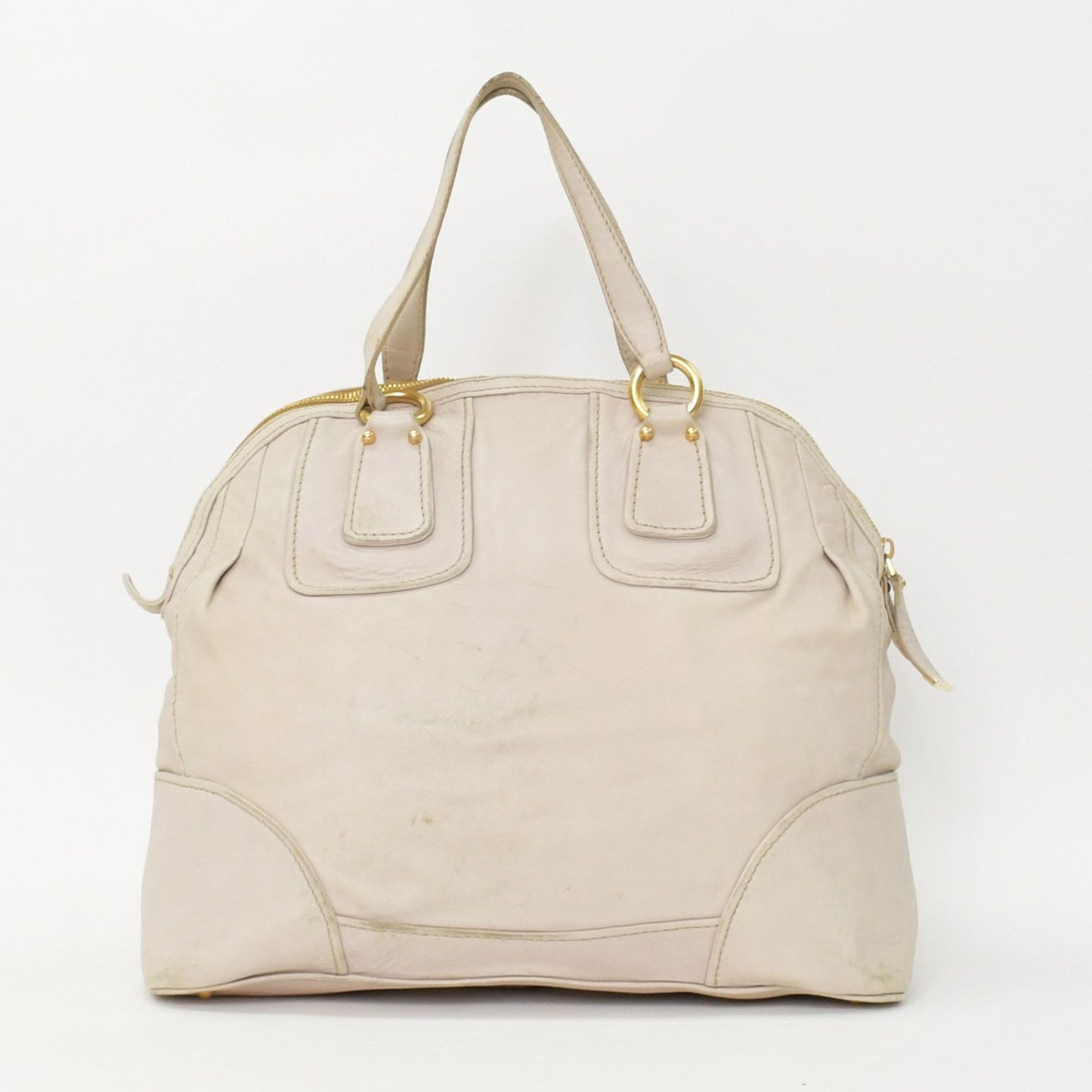 Miu Miu Vintage Handbag Beige Brown Leather Gold — view 3