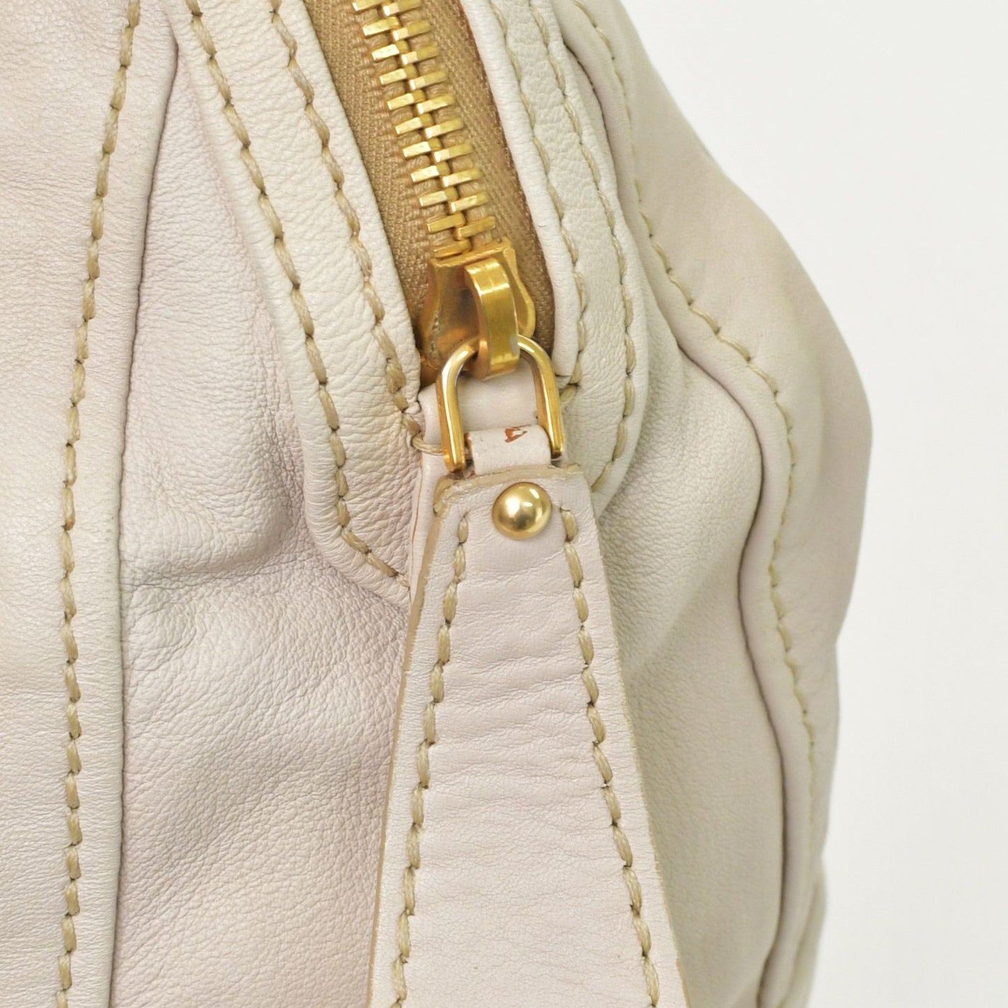 Miu Miu Vintage Handbag Beige Brown Leather Gold — view 8