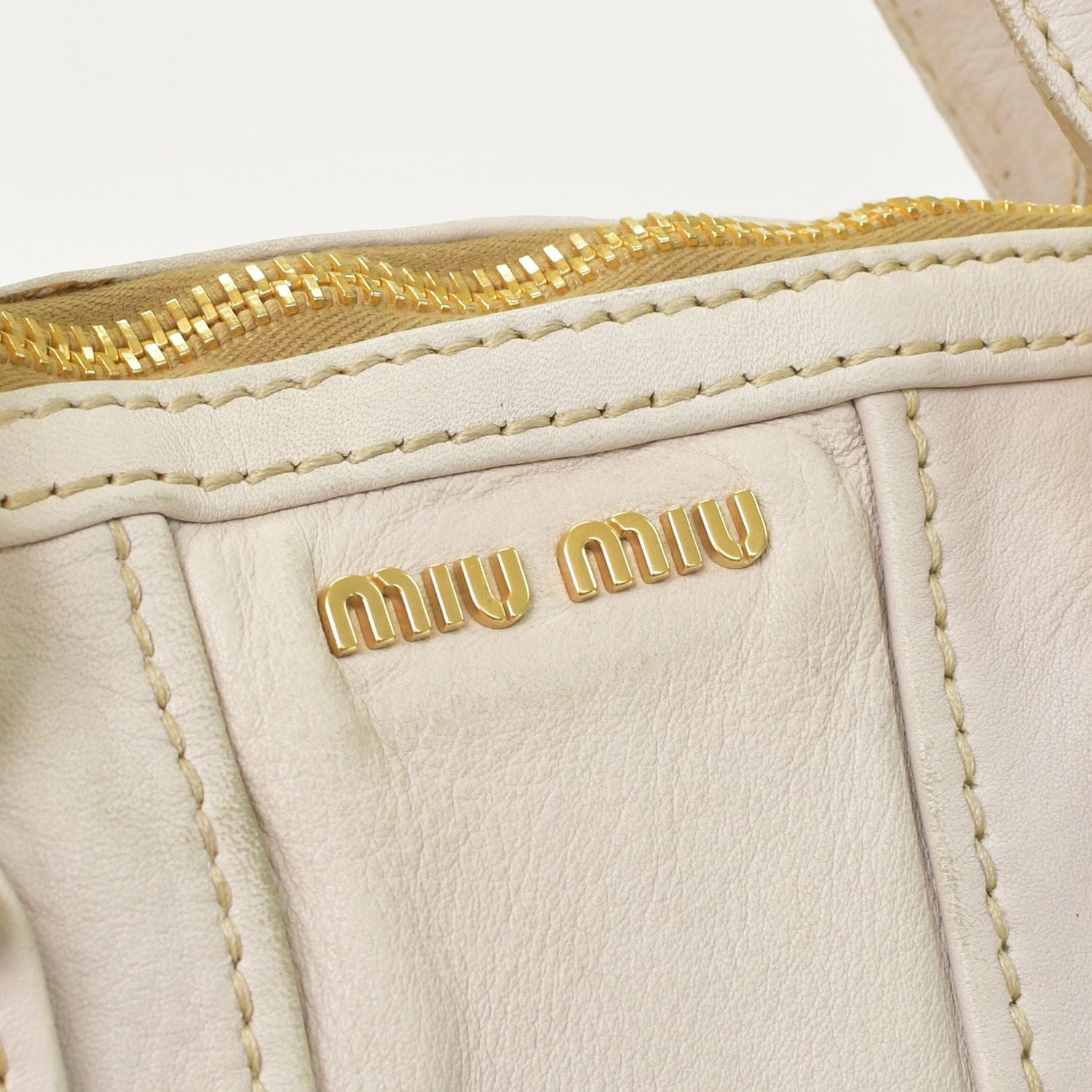 Miu Miu Vintage Handbag Beige Brown Leather Gold — view 5