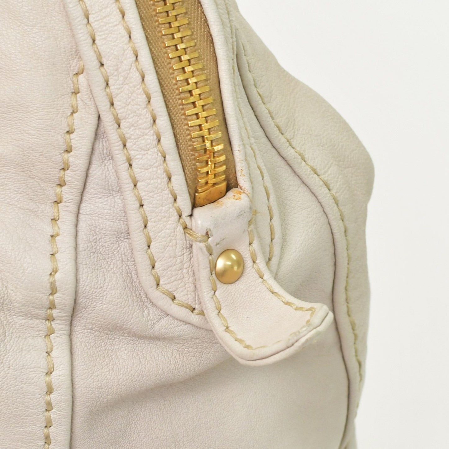Miu Miu Vintage Handbag Beige Brown Leather Gold — view 7