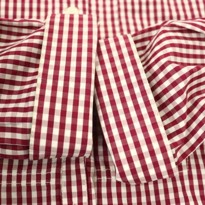 Celine Phoebe Season Check Collar Stand Collar L S Cotton Shirt Blouse 36 Red