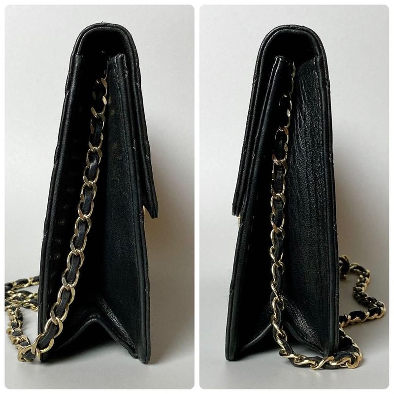 Chanel Quilted Chain Shoulder Bag Lambskin Black