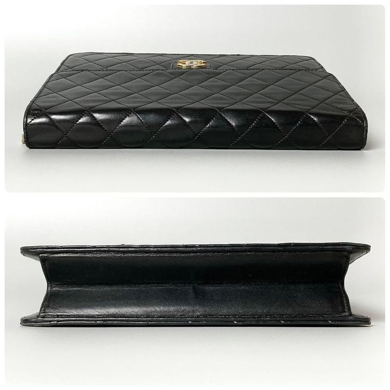 Chanel Quilted Chain Shoulder Bag Lambskin Black