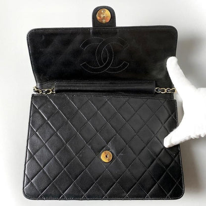 Chanel Quilted Chain Shoulder Bag Lambskin Black