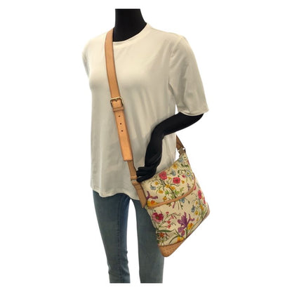 Gucci Flora Multicolor Gold Canvas Leather Shoulder Bag