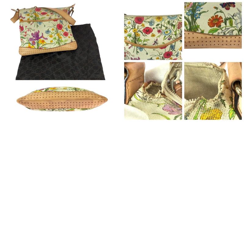 Gucci Flora Multicolor Gold Canvas Leather Shoulder Bag