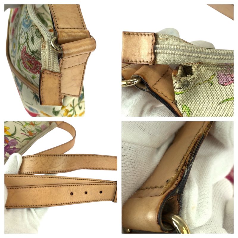 Gucci Flora Multicolor Gold Canvas Leather Shoulder Bag